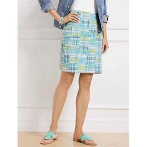 Talbots Madras Plaid Patchwork Cotton Lined A-Line Skirt Women's Size 6